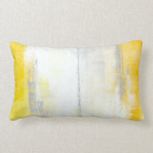 'Digits' Grey and Yellow Abstract Art Pillow