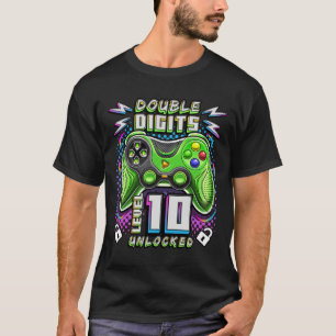 Digits Level 10 Unlocked Video Game 10th Birthday T-Shirt