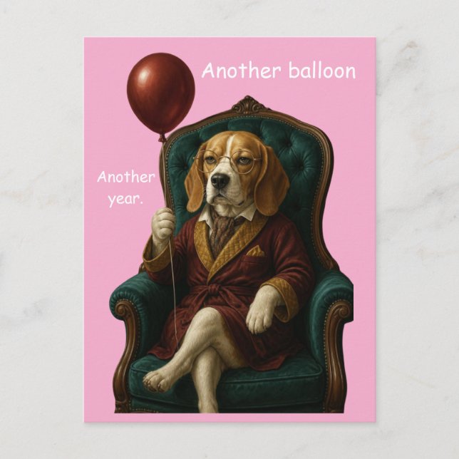 Dignified Beagle Birthday Balloon Postcard (Front)