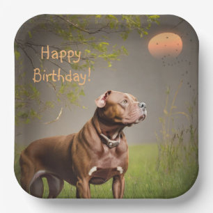 Dignified Brown Pitbull Paper Plate