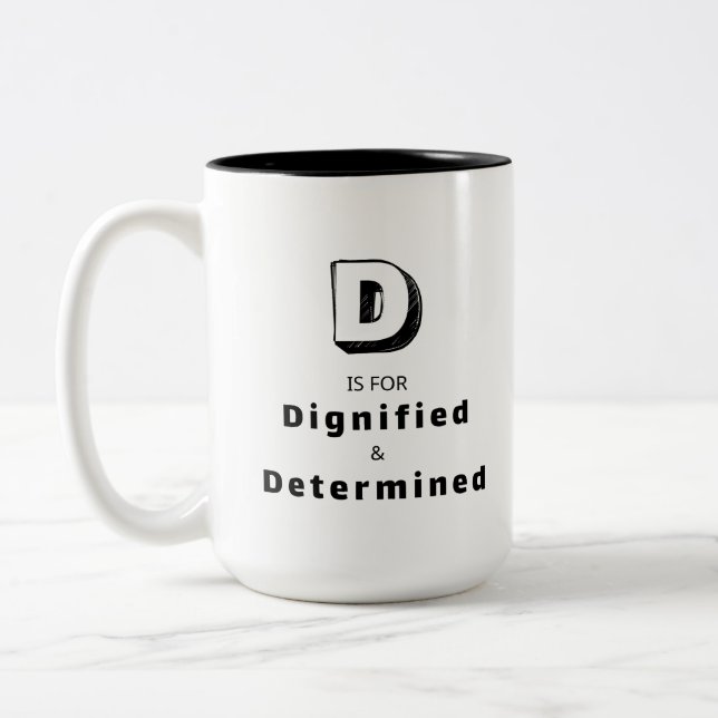 Dignified D - Personalised Luxury Praise Mug (Left)