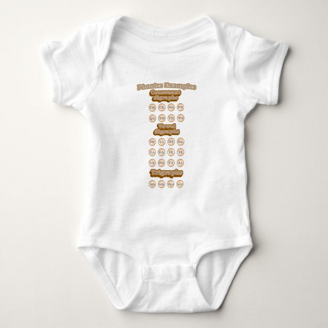 Digraphs, Trigraphs Learning English Phonics Baby Bodysuit (Front)