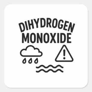Dihydrogen Monoxide Diamond Chemical Warning Square Sticker