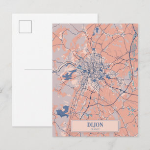 Dijon France Breezy City Map Travel Postcard