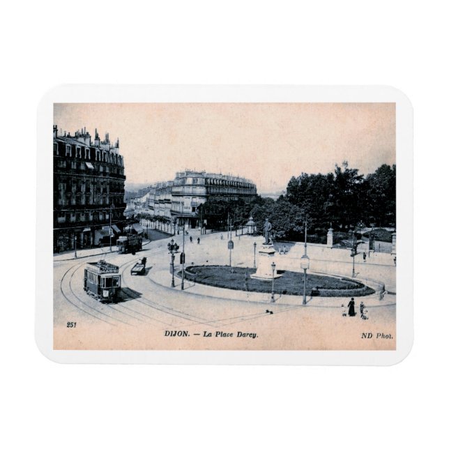 Dijon, France, La Place Darcy, Vintage Poster Magnet (Horizontal)