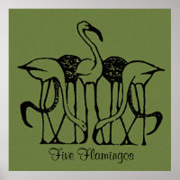 Dijsselhof - Five Flamingos, fine art,