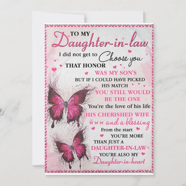 DIL Butterfly You're Also My Daughter-In-Heart  Holiday Card (Front)