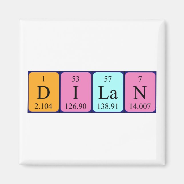 Dilan periodic table name magnet (Front)
