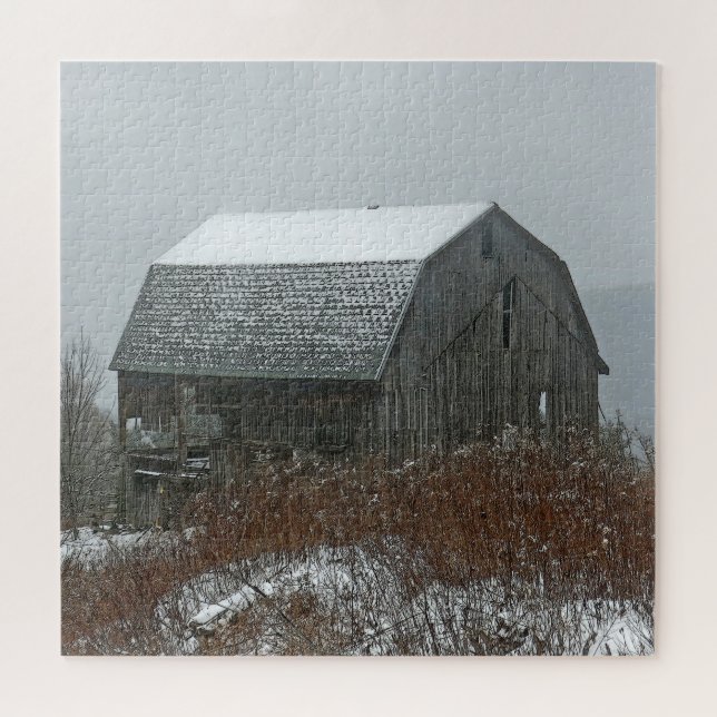 Dilapidated Barn in Snow Scenic Puzzle (Horizontal)