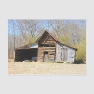 Dilapidated Rusty Old Barn Autumn Forest Tissue Paper