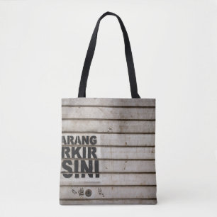 Dilarang parkir disini sign tote bag