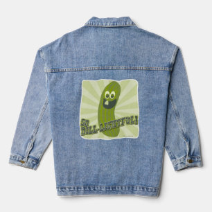 Dill-lightfulFunny Pickle Cartoon Character Denim Jacket