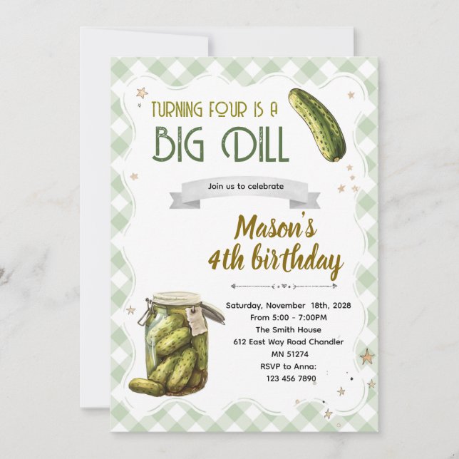 Dill pickle birthday boy invitation (Front)