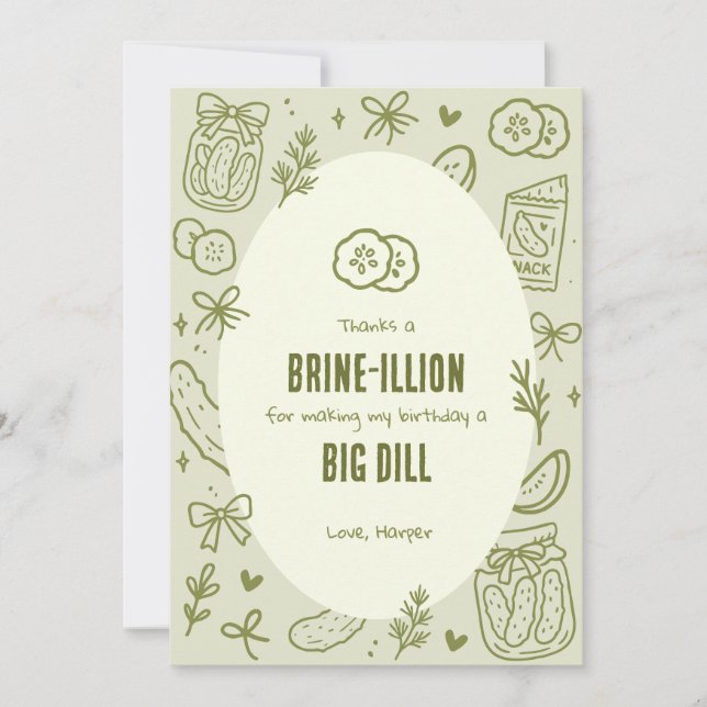 Dill Pickle Birthday Thank You Card (Front)
