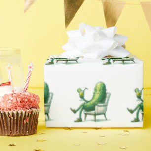Dill Pickle In A Chair With Cocktail Wrapping Paper