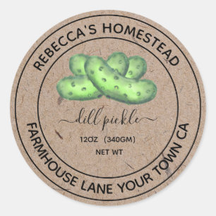 Dill Pickle Kraft Paper Canning Jar Labels 
