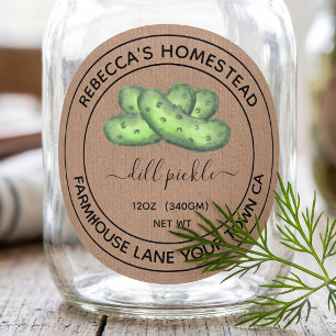Dill Pickle Kraft Paper Canning Jar Labels