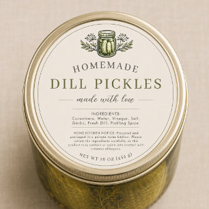 Dill Pickles Canning Jar Label