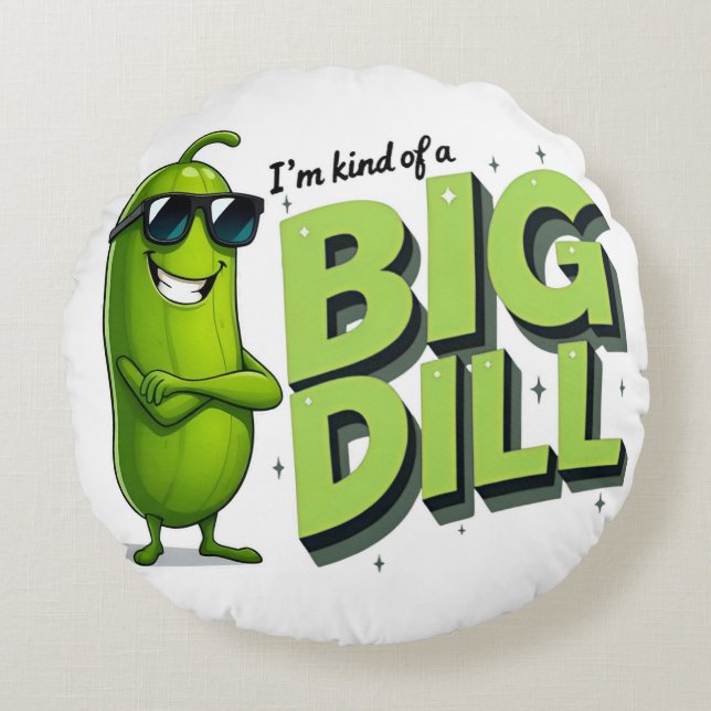 Dill Pickles Lovers Gift - Funny Cartoon Designs Round Cushion (Front)