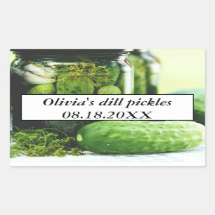 Dill Pickles Mason Jars Cucumbers Homemade Food Rectangular Sticker