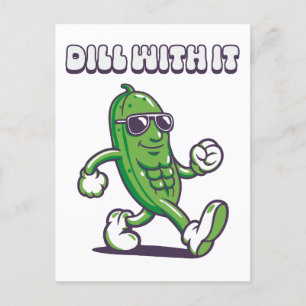 Dill With It Cool Pickle Holiday Postcard