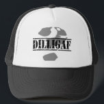 DILLIGAF? Does it look like I give a .... Trucker Hat<br><div class="desc">A huge question mark and tattered edge text begs the question in somewhat respectable text talk. Abbreviated acronym will have some people scratching their heads for a second to comprehend,  but at least it will temporarily stop the incessant nattering.</div>