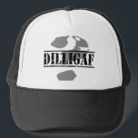 DILLIGAF? Does it look like I give a .... Trucker Hat<br><div class="desc">A huge question mark and tattered edge text begs the question in somewhat respectable text talk. Abbreviated acronym will have some people scratching their heads for a second to comprehend,  but at least it will temporarily stop the incessant nattering.</div>
