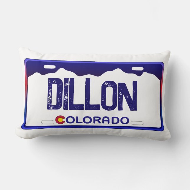 Dillon Colorado blue license plate pillow (Front)