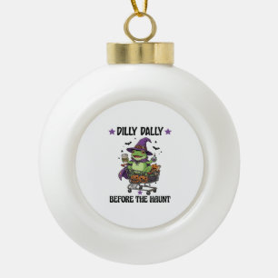Dilly Dally Before Haunt Frog Halloween Shopping C Ceramic Ball Christmas Ornament