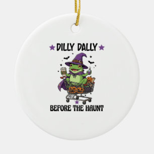 Dilly Dally Before Haunt Frog Halloween Shopping C Ceramic Tree Decoration