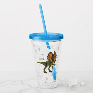 Dilophosaurus cartoon illustration acrylic tumbler