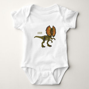 Dilophosaurus cartoon illustration baby bodysuit