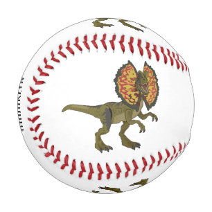 Dilophosaurus cartoon illustration baseball