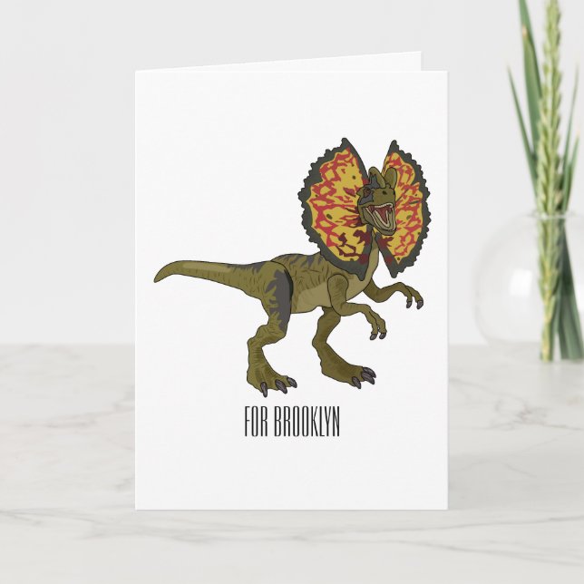 Dilophosaurus cartoon illustration card (Front)