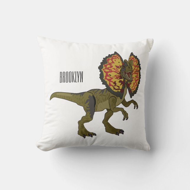 Dilophosaurus cartoon illustration cushion (Front)