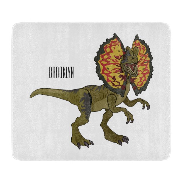 Dilophosaurus cartoon illustration cutting board (Front)