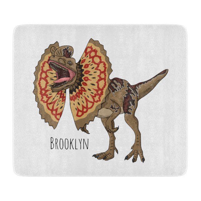 Dilophosaurus cartoon illustration cutting board (Front)