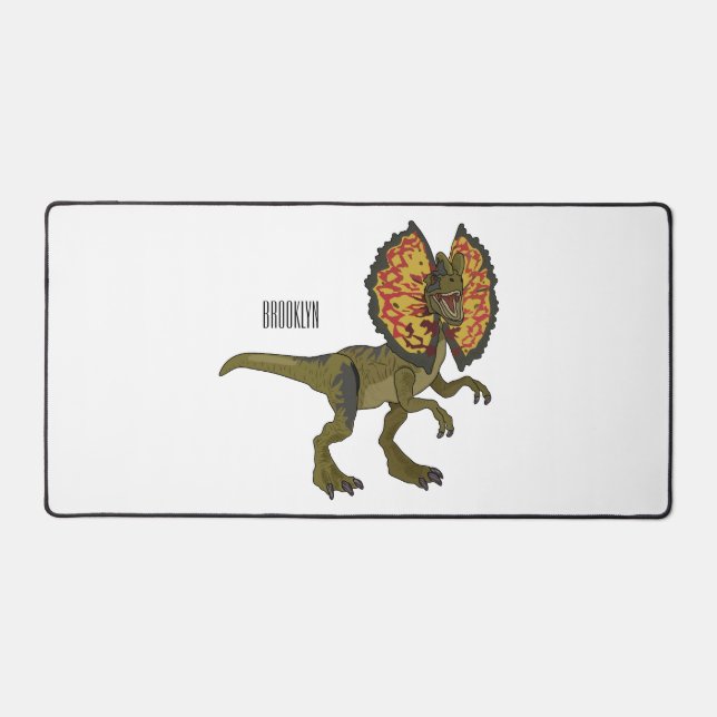 Dilophosaurus cartoon illustration desk mat (Front)