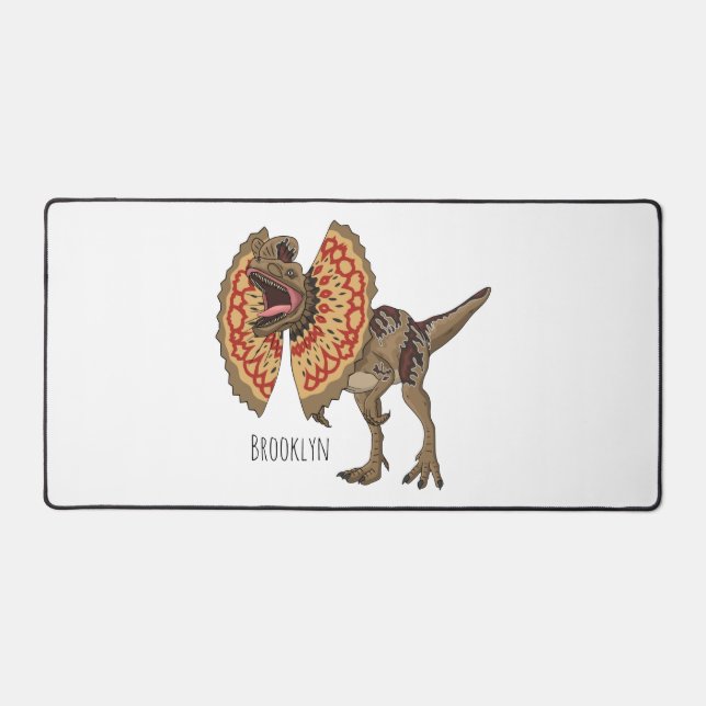 Dilophosaurus cartoon illustration desk mat (Front)