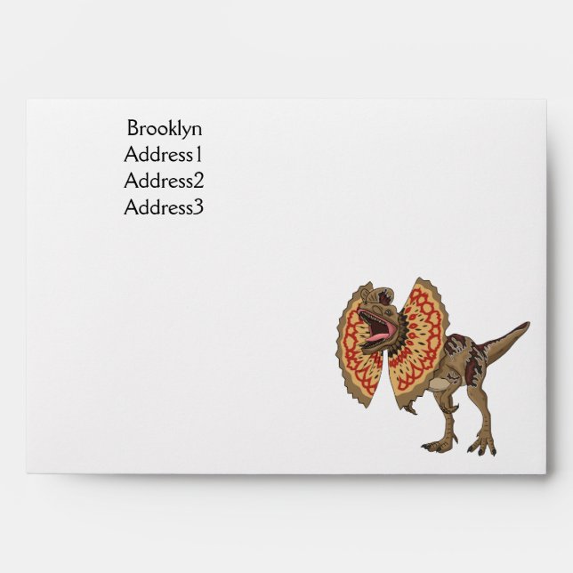 Dilophosaurus cartoon illustration envelope (Front)
