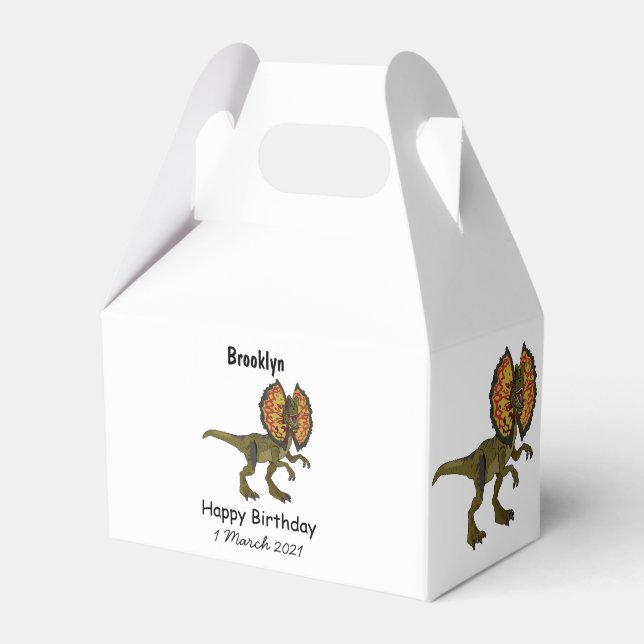 Dilophosaurus cartoon illustration favour box (Front Side)
