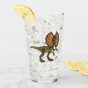 Dilophosaurus cartoon illustration glass