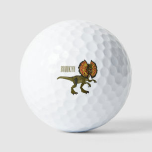 Dilophosaurus cartoon illustration golf balls