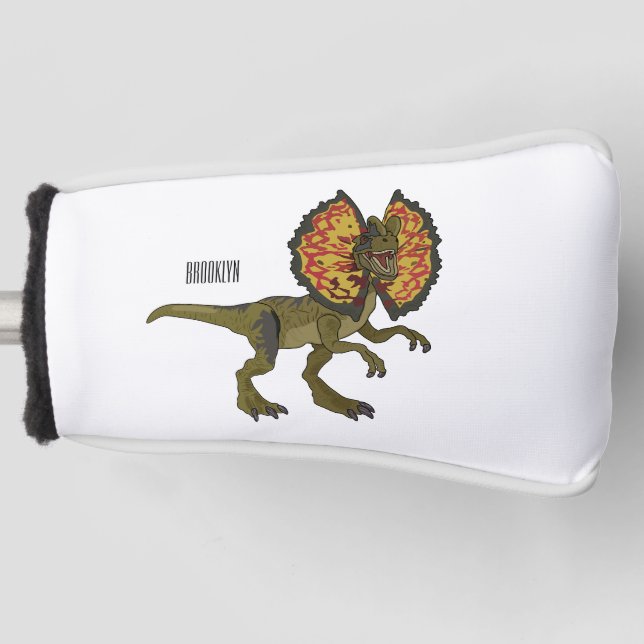 Dilophosaurus cartoon illustration golf head cover (Front)