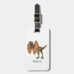 Dilophosaurus cartoon illustration luggage tag
