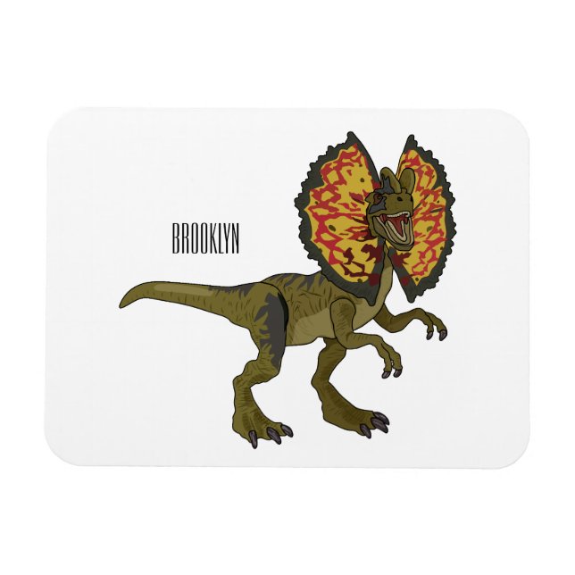 Dilophosaurus cartoon illustration magnet (Horizontal)