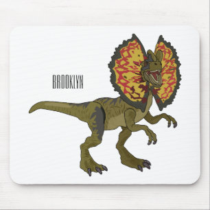Dilophosaurus cartoon illustration mouse pad