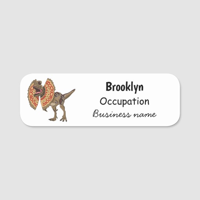 Dilophosaurus cartoon illustration name tag (Front)