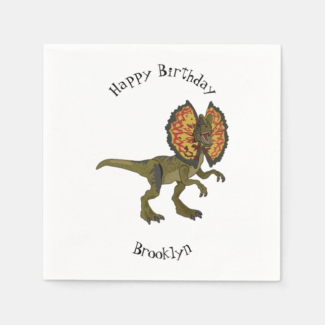Dilophosaurus cartoon illustration napkin (Front)