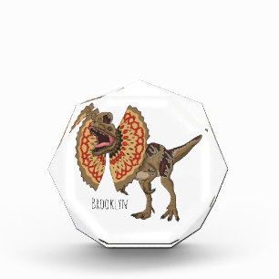 Dilophosaurus cartoon illustration photo block